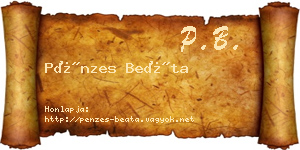 Pénzes Beáta névjegykártya